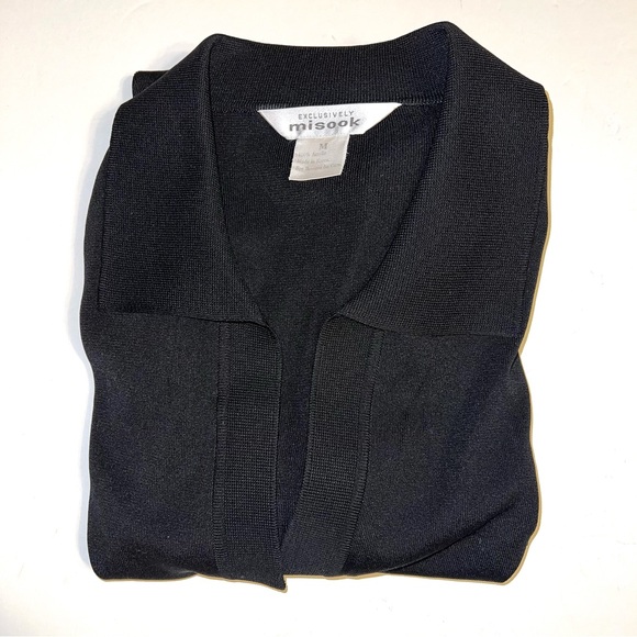 Exclusively Misook Black Open Front Long Sleeve Cardigan Sz M - Picture 10 of 10